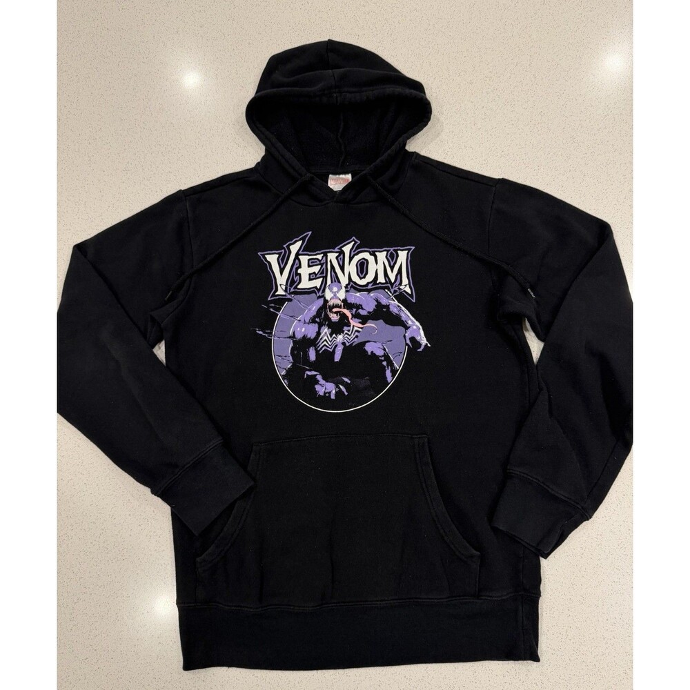 Hoodie Marvel Venom Black Purple Graphic Pullover Mens Size Small